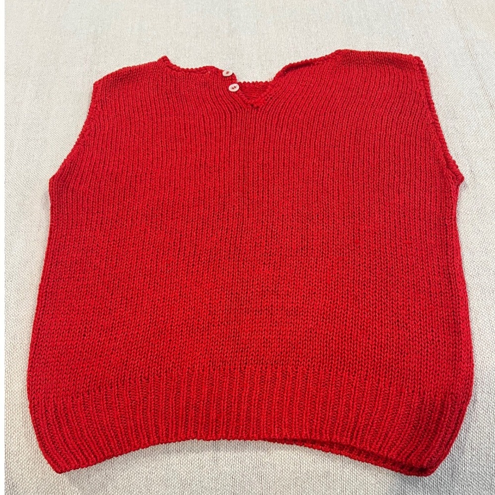 Vintage Liz Claiborne Sweater Women's Petite S Red Silk Blend Cable Button Back - Picture 2 of 8